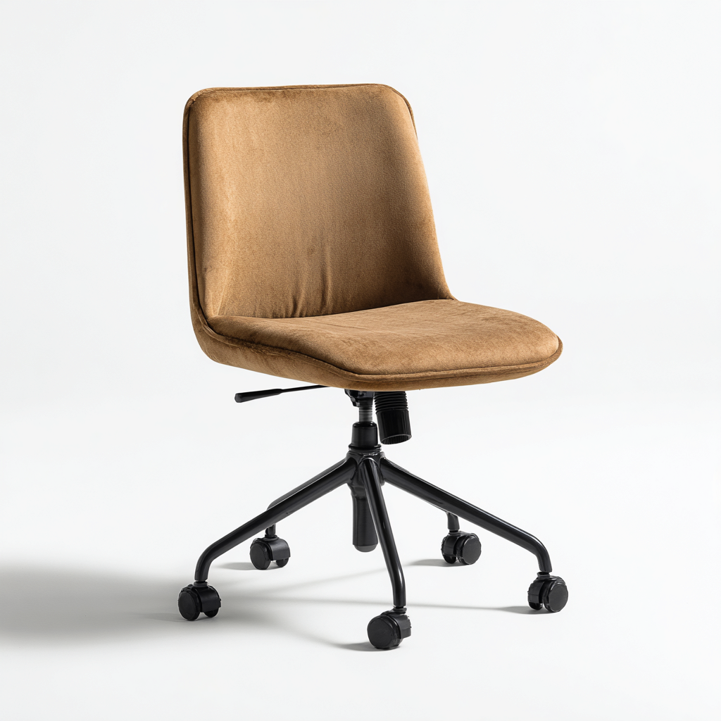 Bürostuhl - Samt-Metall - 60x62x88 cm - Braun-Schwarz - Modernes Design-Shelterovae