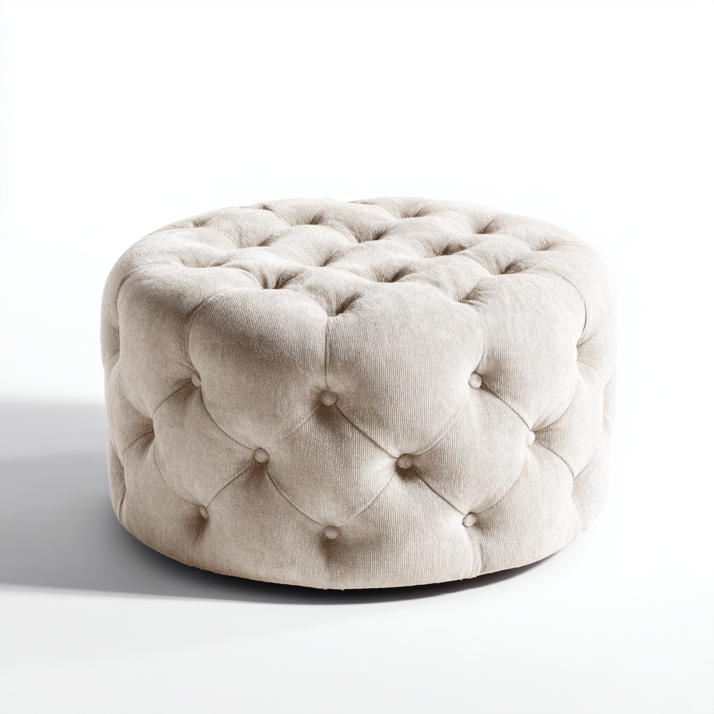 Fußhocker - Samtstoff - 80x80x40 cm - Beige - Klassisches Chesterfield-Design-Shelterovae