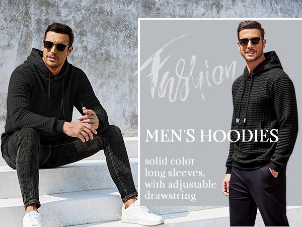 COOFANDY Men's Hooded Sweatshirt Long Sleeve Fashion Gym Athletic Hoodies Solid Plaid Jacquard Pullover with Pocket Classic Menswear hoodie Wool Beige COOFANDY Men's Hooded Sweatshirt Long Sleeve Fashion Gym Athletic Hoodies Solid Plaid Jacquard Pullover with Pocket Classic Menswear hoodie Wool Beige