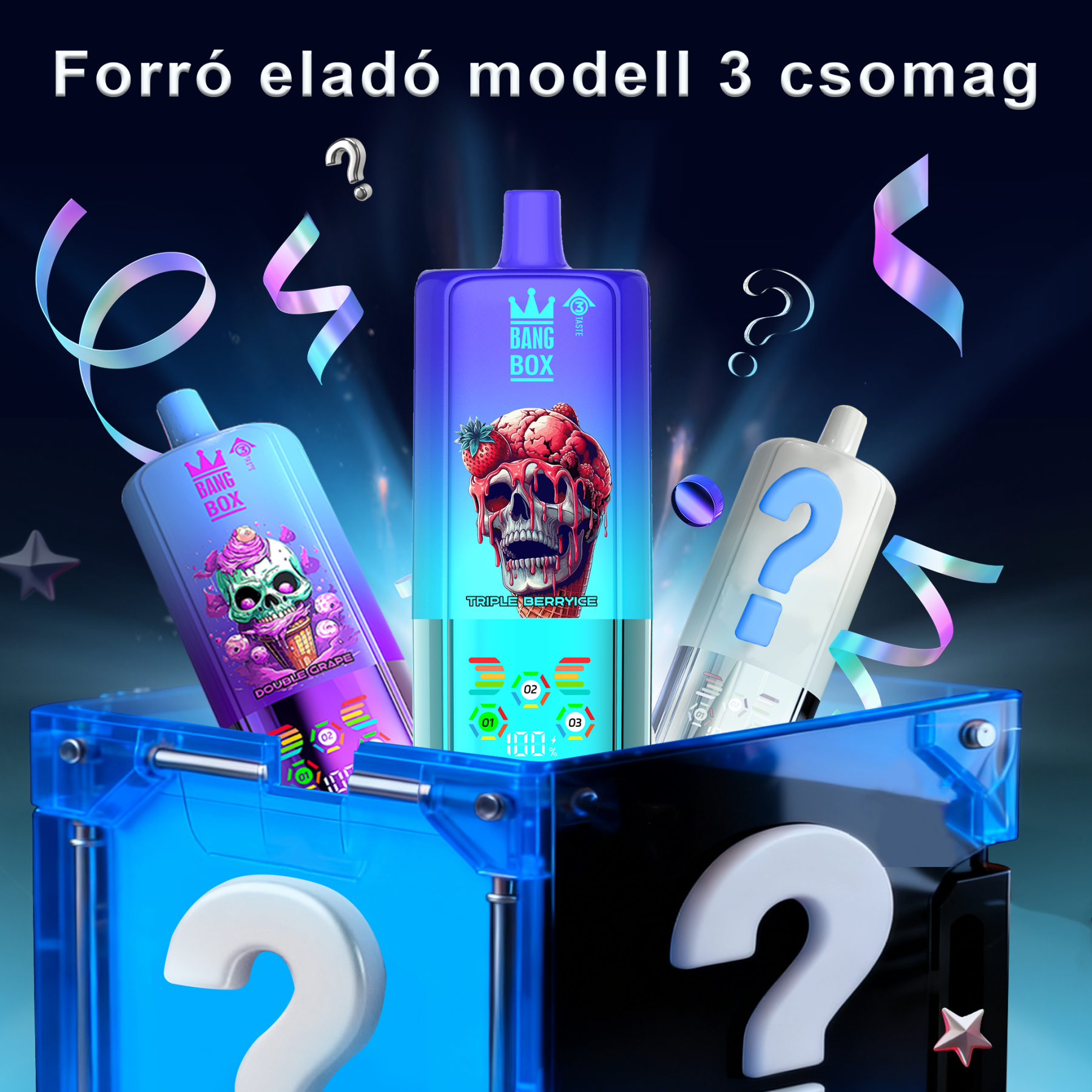 🎁3 db-os BANG BOX 80000 Puffs 3 in1 Flavor Disposable Vape – Titokdoboz árzuhanás!