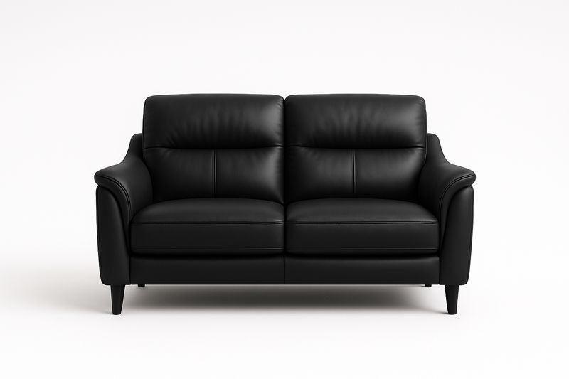 Divano biposto in pelle nera 180x95x85 cm