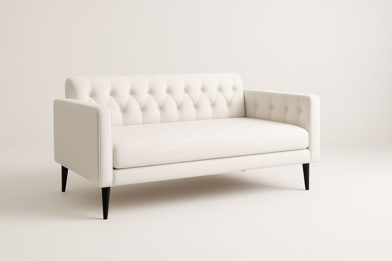 Divano due posti in tessuto poliestere bianco crema 140x80x85 cm