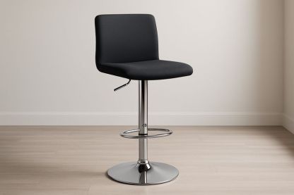 Tabouret de Bar Réglable en Tissu et Métal Noir