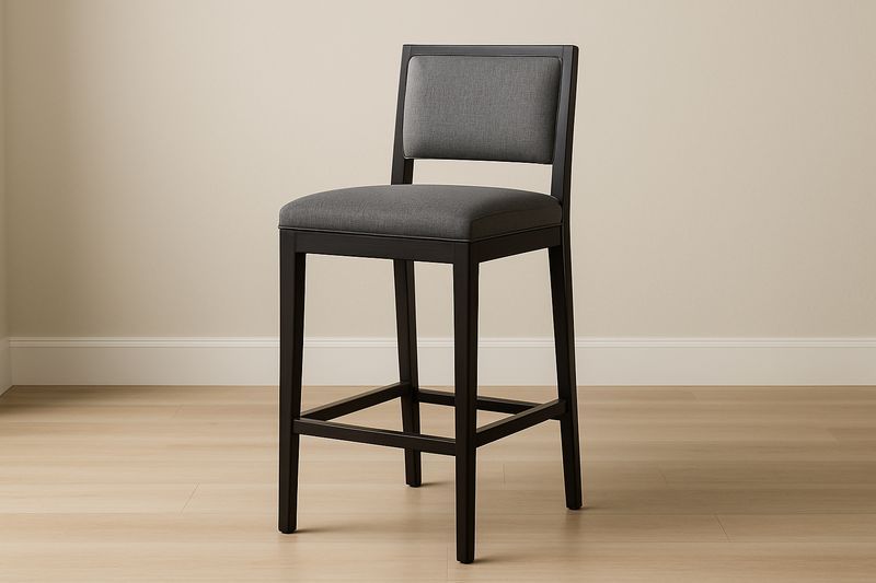 Chaise de bar en bois avec rembourrage gris