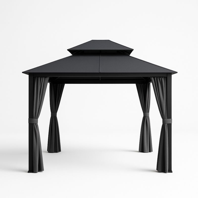 Aluminium Pavillon mit Vorhängen Schwarz 300x300x250 cm