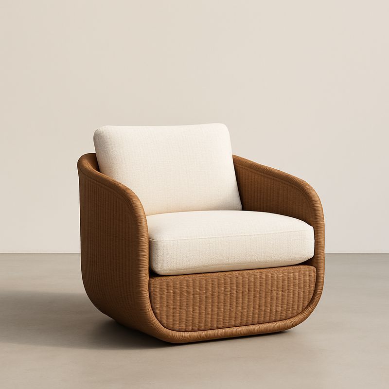 Sessel Rattan Baumwolle Beige Braun