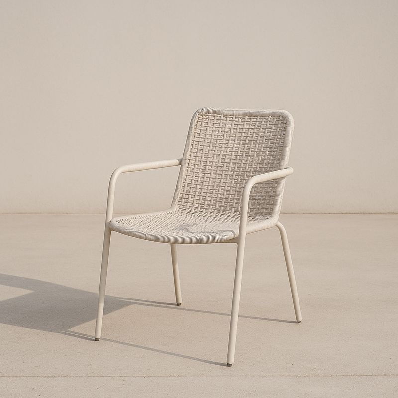 Gartenstuhl Aluminium Kunststoffgeflecht Beige