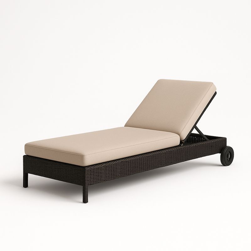 Gartenliege Polyrattan Creme Verstellbar 200cm