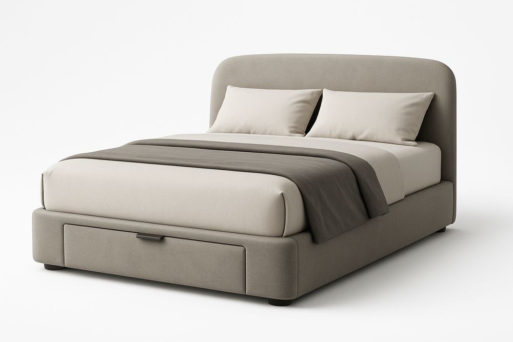 Lit double en tissu polyester avec tiroir Gris 200 cm x 160 cm-Jardinanila