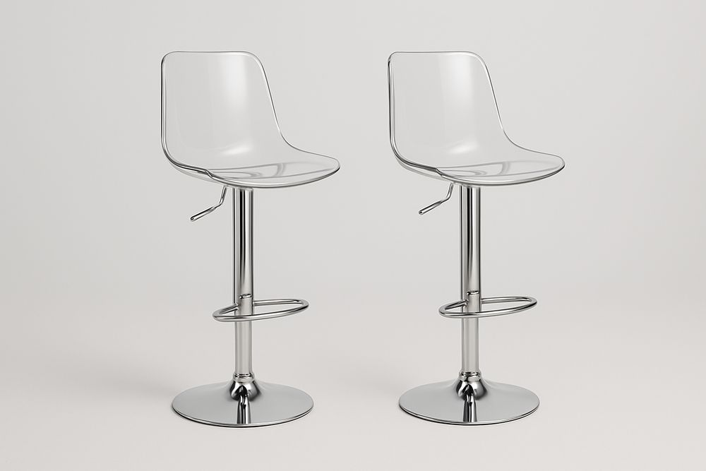 Lot de 2 Tabourets de Bar en Acrylique Transparent et Métal Chromé-Jardinanila