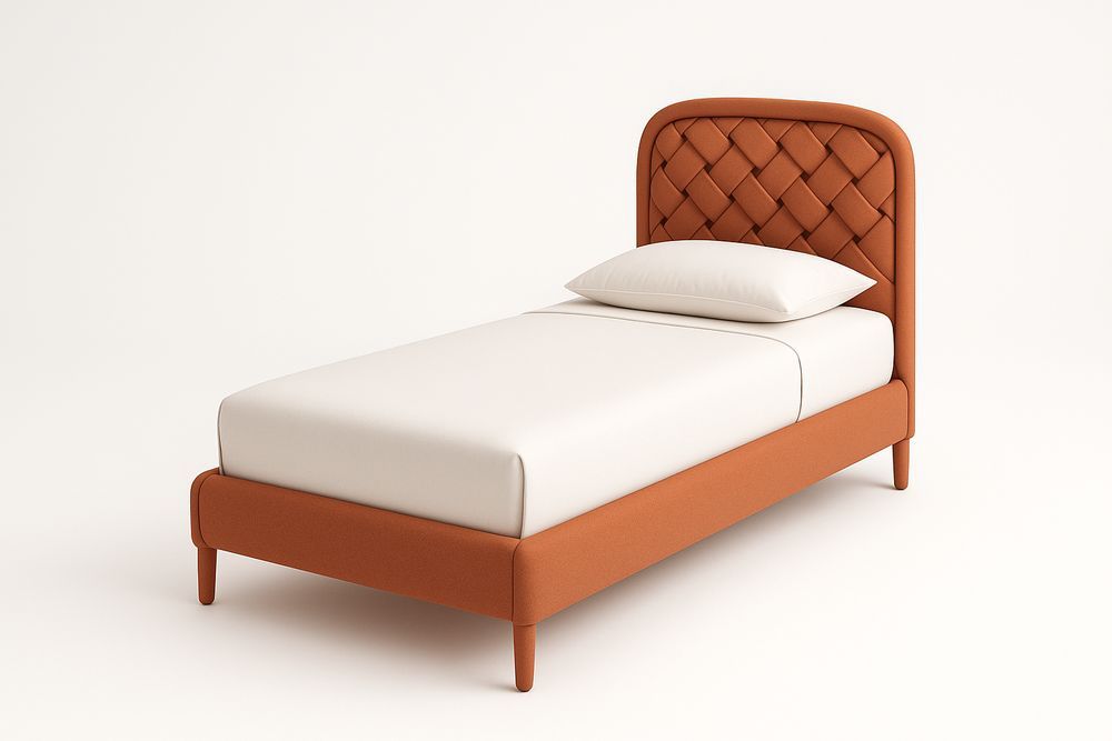 Lit une place en tissu orange-Jardinanila