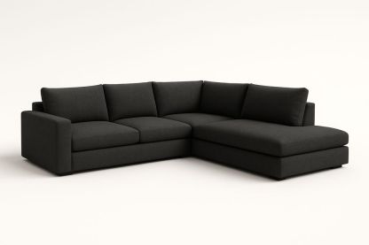 Canapé d'angle en tissu noir-Jardinanila