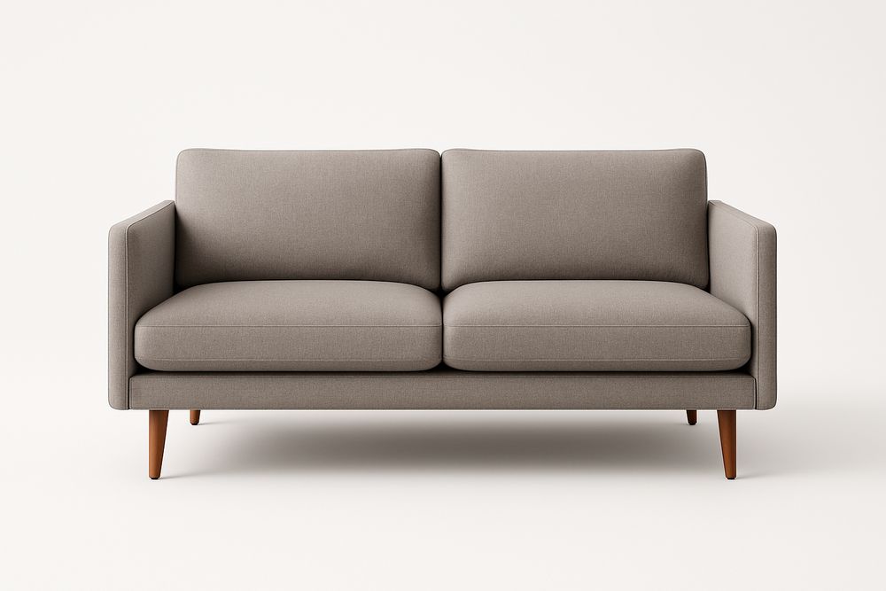 Canapé 2 places tissu polyester pieds en bois de hêtre Marron clair-Jardinanila