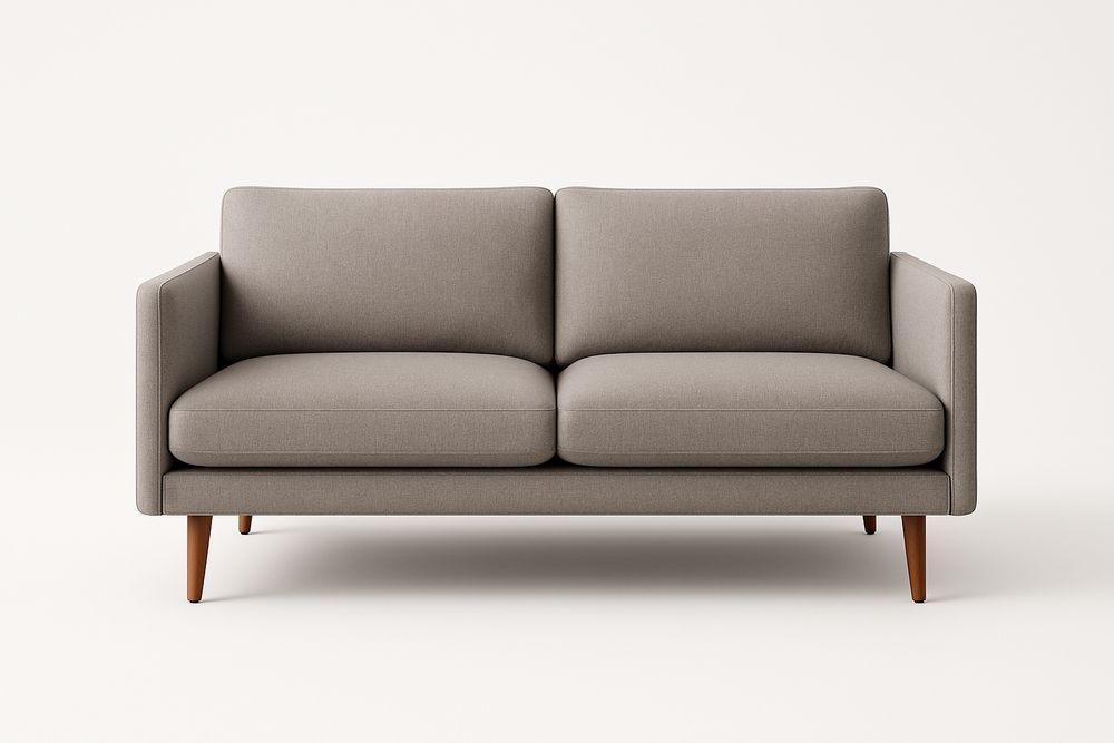 Canapé 2 places tissu polyester pieds en bois de hêtre Marron clair-Jardinanila