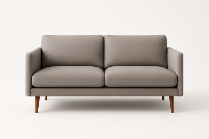 Canapé 2 places tissu polyester pieds en bois de hêtre Marron clair-Jardinanila