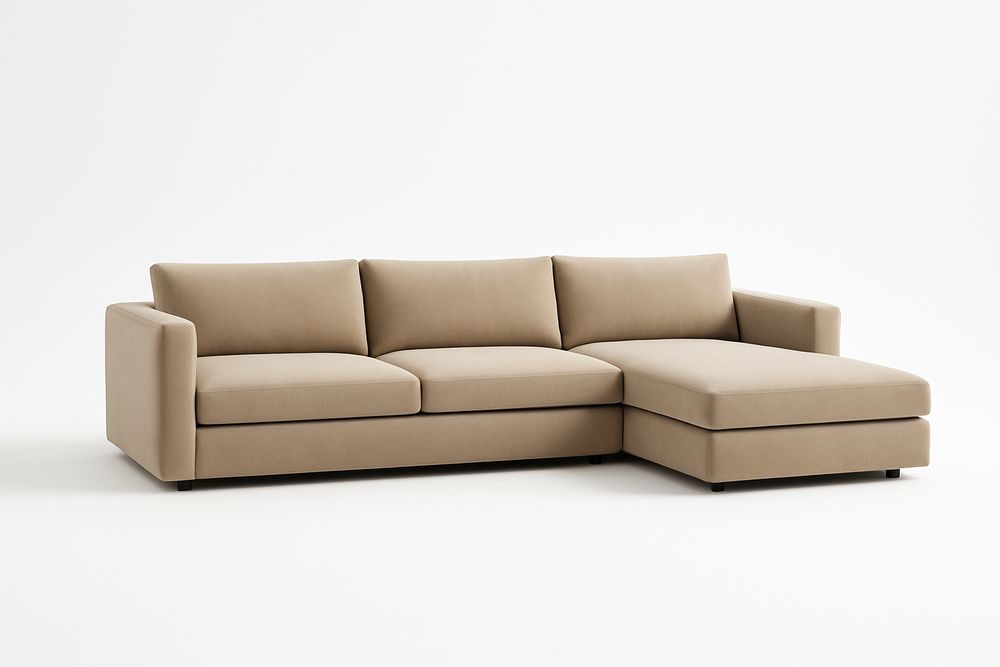 Canapé d'angle tissu polyester beige avec méridienne-Jardinanila