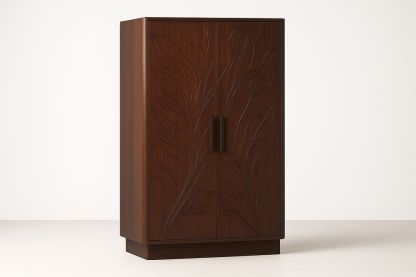 Armoire en bois sculpté 2 portes 180cm x 90cm x 50cm Marron-Jardinanila
