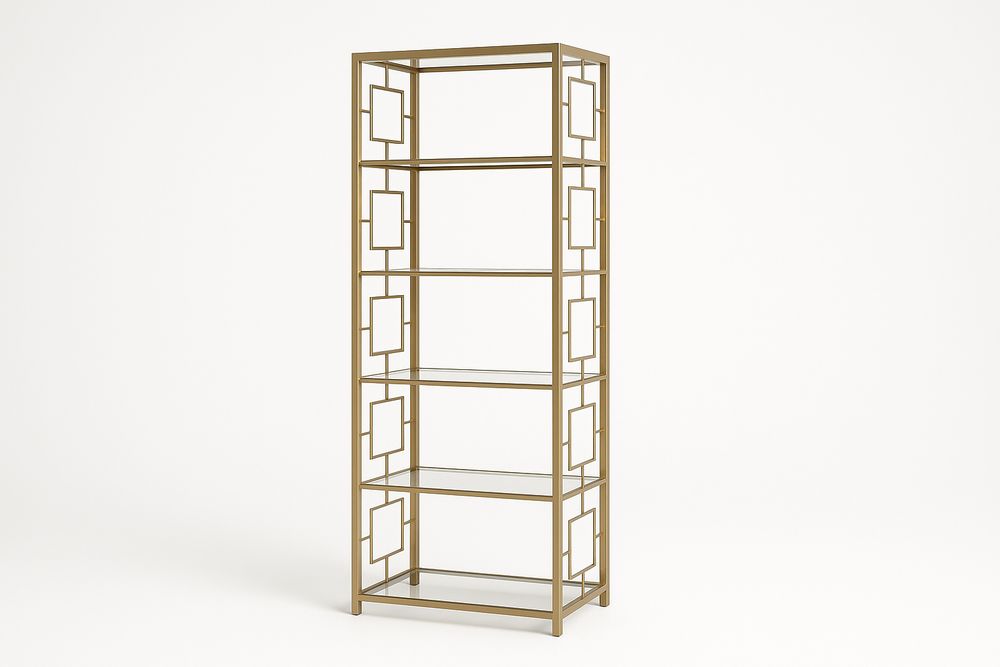 Étagère à cinq niveaux en métal doré et en verre-Jardinanila