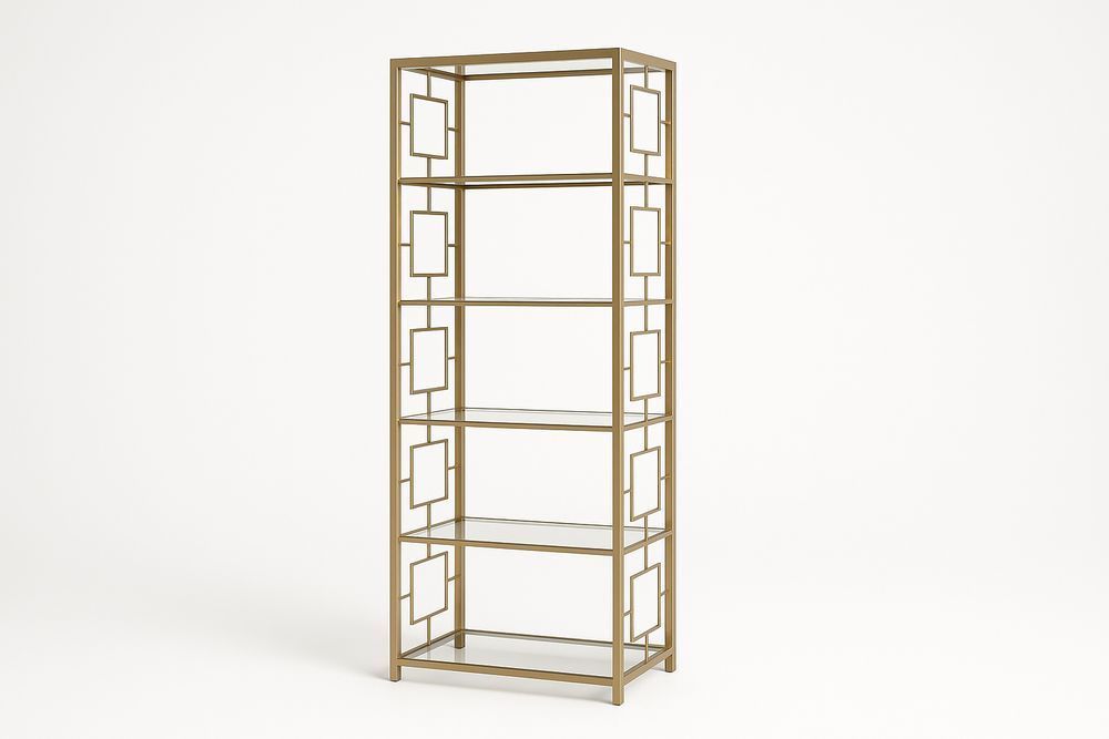 Étagère à cinq niveaux en métal doré et en verre-Jardinanila