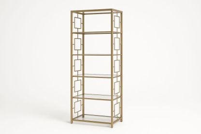 Étagère à cinq niveaux en métal doré et en verre-Jardinanila