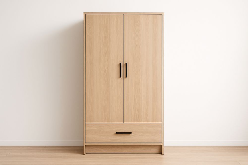 Armoire en MDF avec Deux Portes et Tiroir Chêne Clair-Jardinanila
