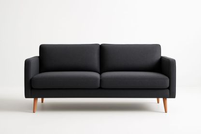 Canapé 2 Places Tissu Polyester Anthracite Pieds Bois-Jardinanila