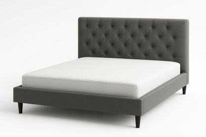 Lit double en tissu et cadre en bois gris 200x150x100 cm-Jardinanila