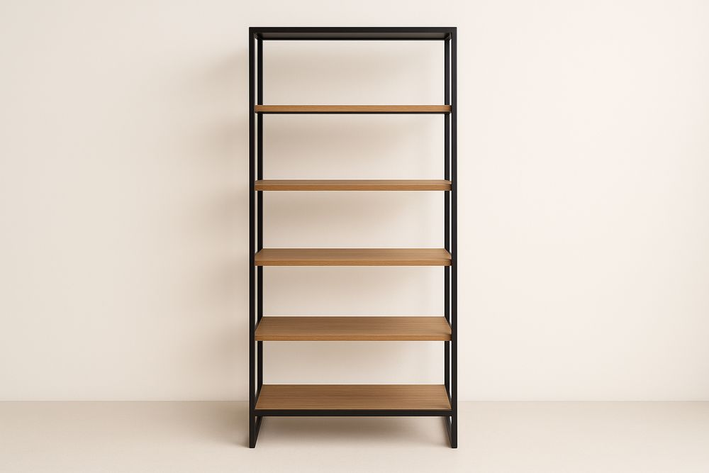 Étagère en métal et bois noire et marron 180x80x35cm-Jardinanila