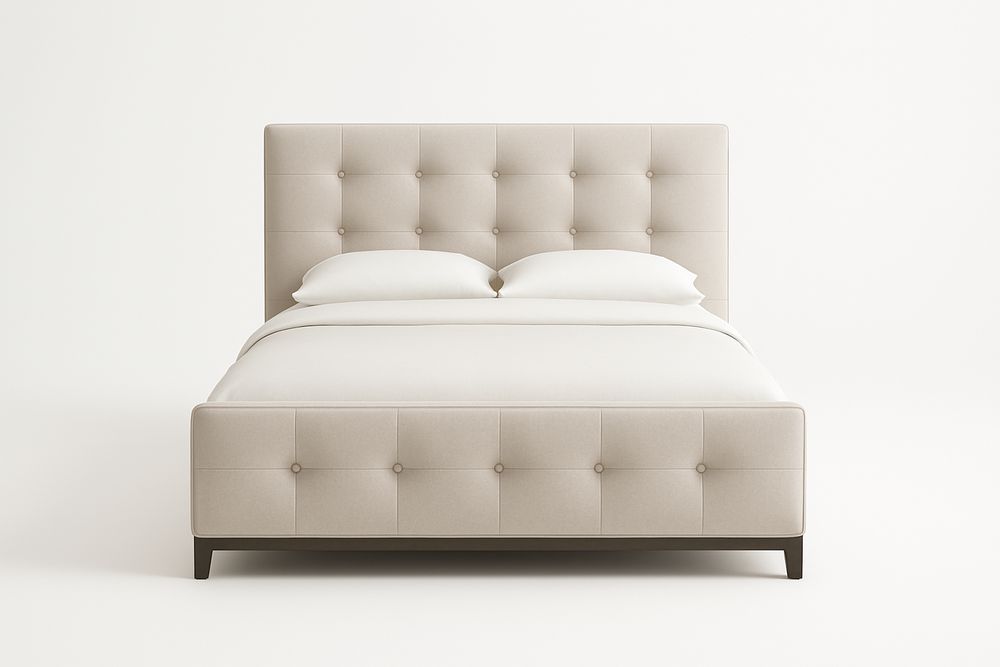 Lit Double Rembourré en Tissu Beige 200 cm x 160 cm-Jardinanila