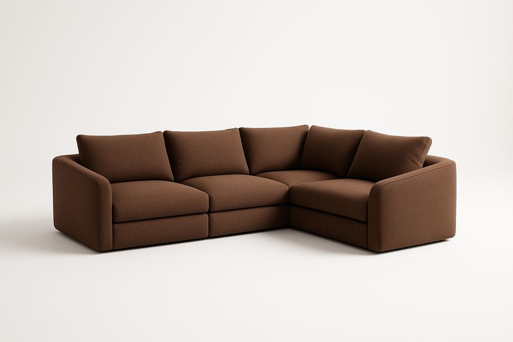 Canapé d'angle en tissu marron-Jardinanila