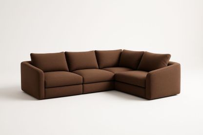 Canapé d'angle en tissu marron-Jardinanila