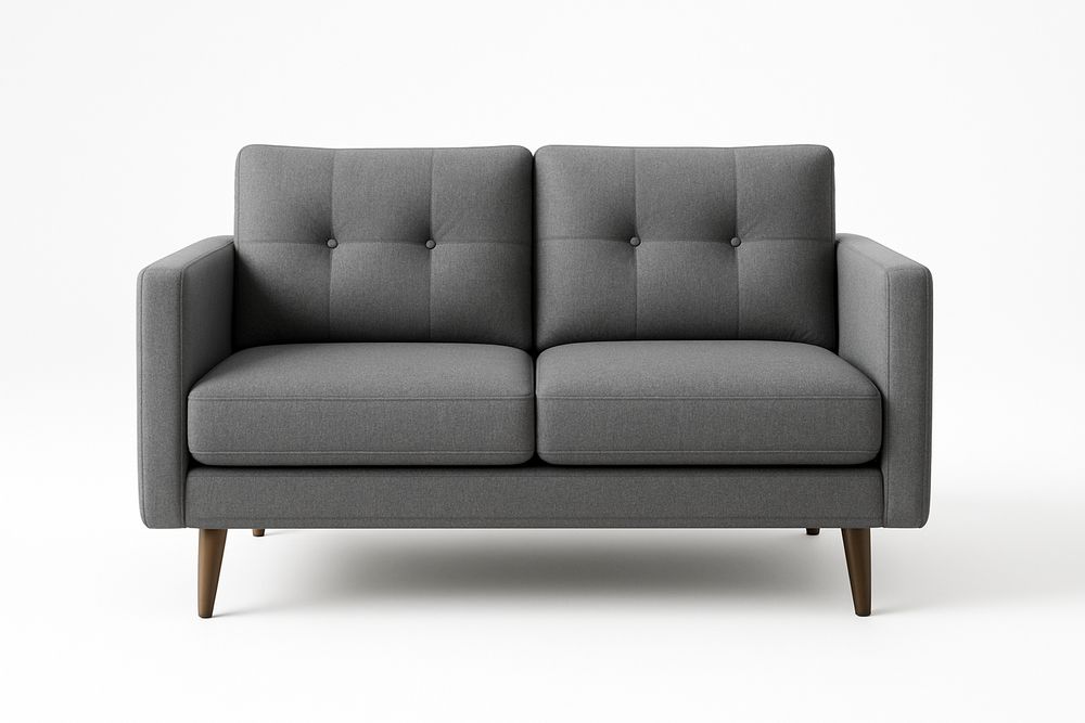 Canapé 2 Places Tissu Polyester Gris Pieds Bois-Jardinanila