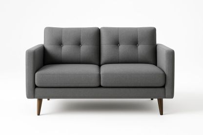 Canapé 2 Places Tissu Polyester Gris Pieds Bois-Jardinanila