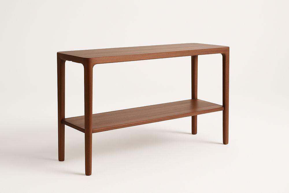 Table console en bois avec étagère 120x35x75 cm Marron-Jardinanila