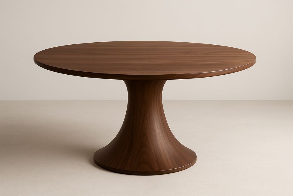 Table ronde en bois de noyer-Jardinanila
