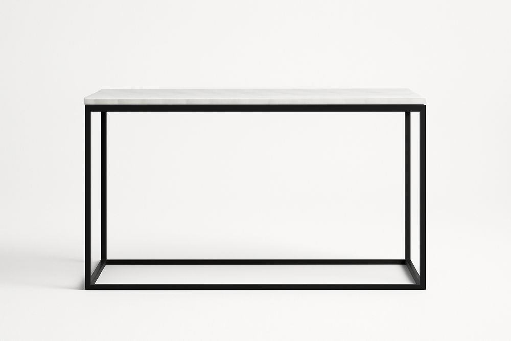 Console en Marbre et Métal Blanc et Noir 120x40x80 cm-Jardinanila