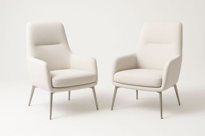 Fauteuils en tissu polyester Beige avec pieds en métal 80x70x90cm-Jardinanila