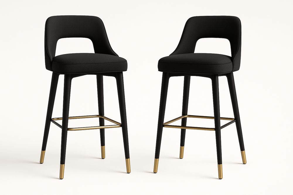 Tabourets de Bar en Tissu avec Accents Dorés Hauteur 110 cm-Jardinanila