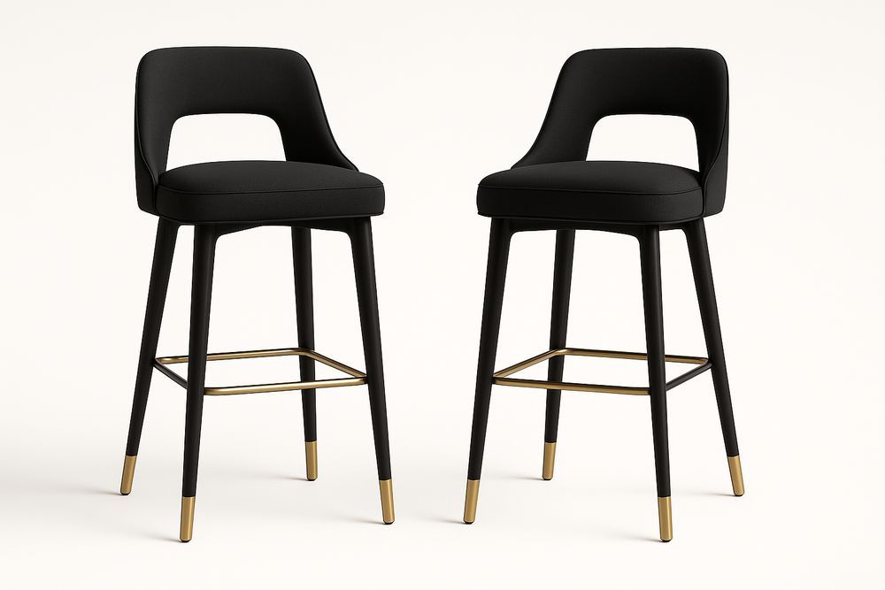 Tabourets de Bar en Tissu avec Accents Dorés Hauteur 110 cm-Jardinanila