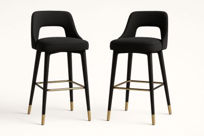 Tabourets de Bar en Tissu avec Accents Dorés Hauteur 110 cm-Jardinanila