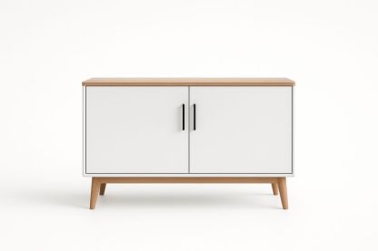 Buffet en Bois MDF et Chêne Blanc 120x40x75cm-Jardinanila