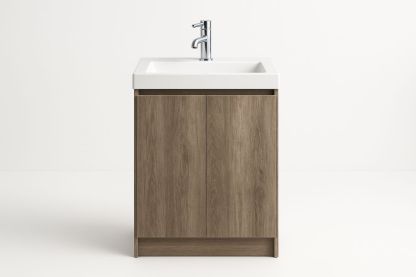 Meuble de salle de bain avec lavabo en céramique 60 cm Chêne brun-Jardinanila