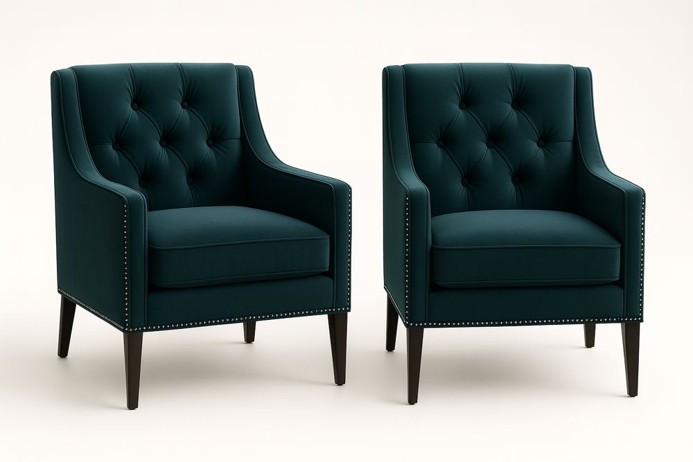 Lot de 2 fauteuils en velours avec pieds en bois 95 cm x 80 cm x 85 cm Vert foncé-Jardinanila