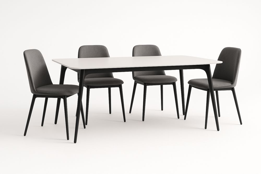 Table à Manger Rectangulaire en MDF avec 4 Chaises en Polyester Gris-Jardinanila