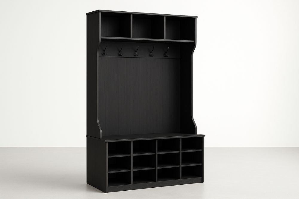 Portemanteau avec Compartiments en Bois Noir-Jardinanila