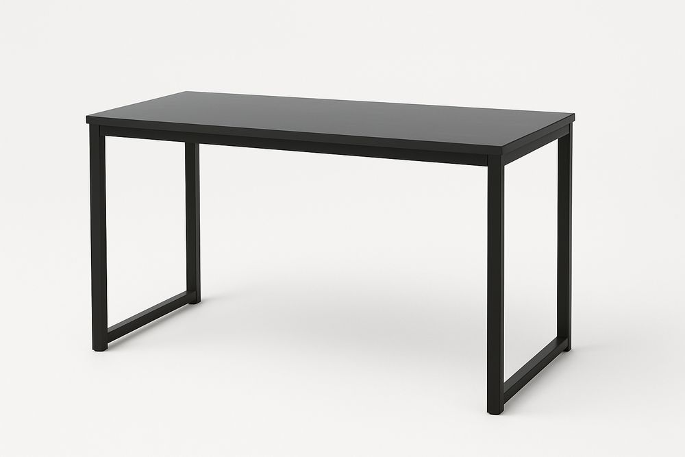 Table de bureau en métal et mélamine noire 120x60x75 cm-Jardinanila