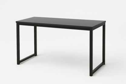Table de bureau en métal et mélamine noire 120x60x75 cm-Jardinanila