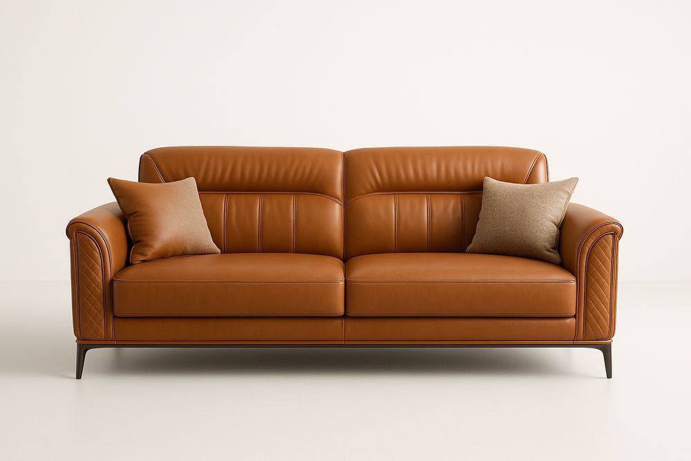 Canapé deux places cuir synthétique avec coussins-Jardinanila