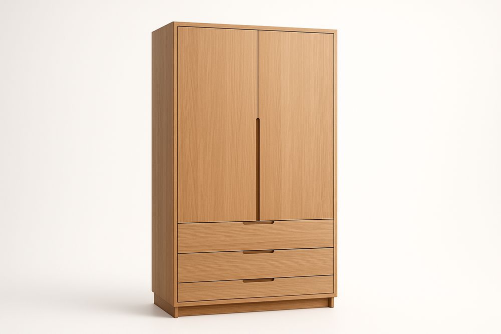 Armoire en Bois avec Portes Doubles et Trois Tiroirs-Jardinanila