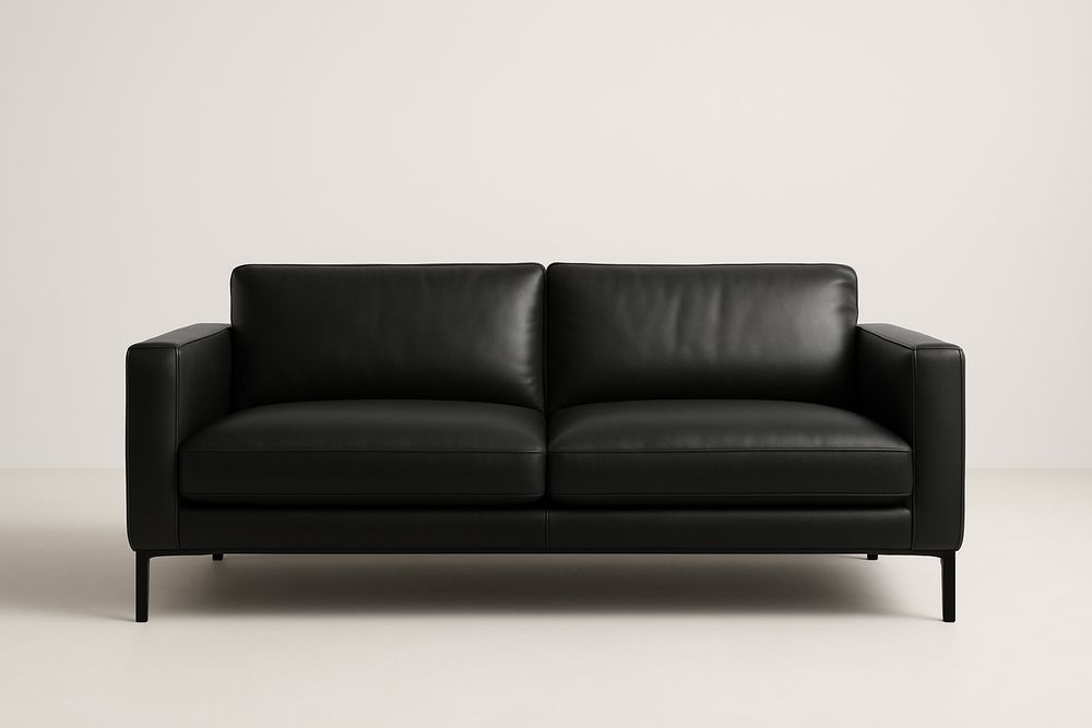 Canapé 2 places cuir noir 210x85x80 cm-Jardinanila